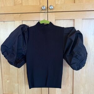 ZARA Black Puff Sleeve Knit Top - size S